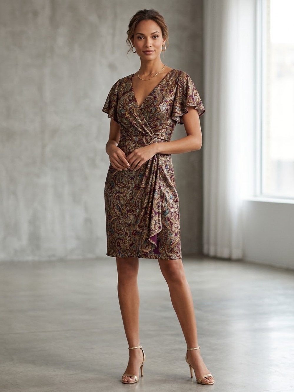 Ralph Lauren Paisley V-Neck Wrap Dress size 4